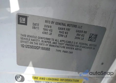 2012 Chevrolet Malibu 1Lt из США, поврежденный, VIN 1G1ZC5E02CF168060